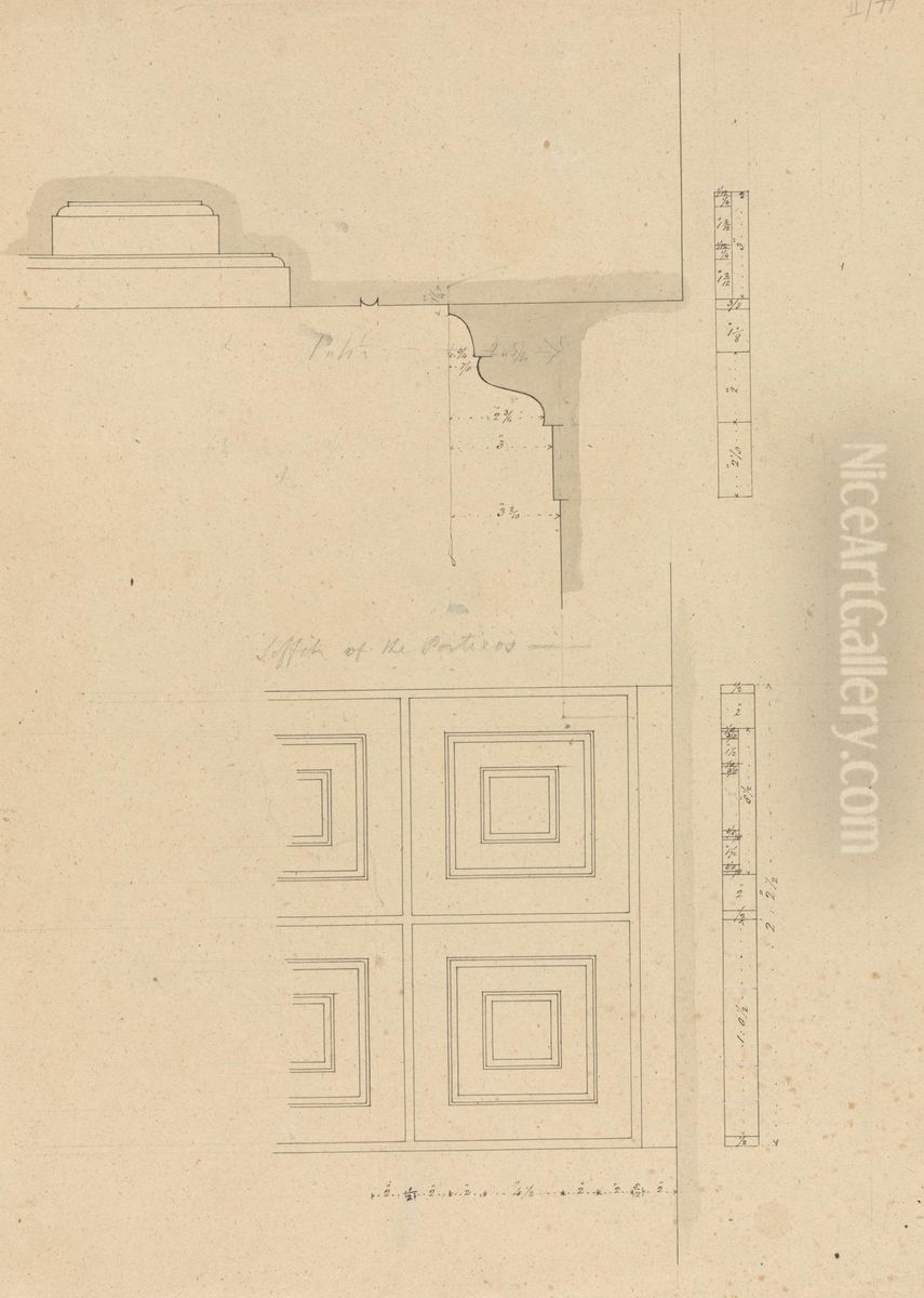 Architectural Drawing of the Porticos of a Temple Oil Painting by Robert Smirke