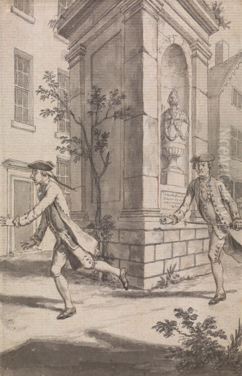 The Pursuit (Probably a Design for The Tyburn Chronicle) Oil Painting by Samuel Wale
