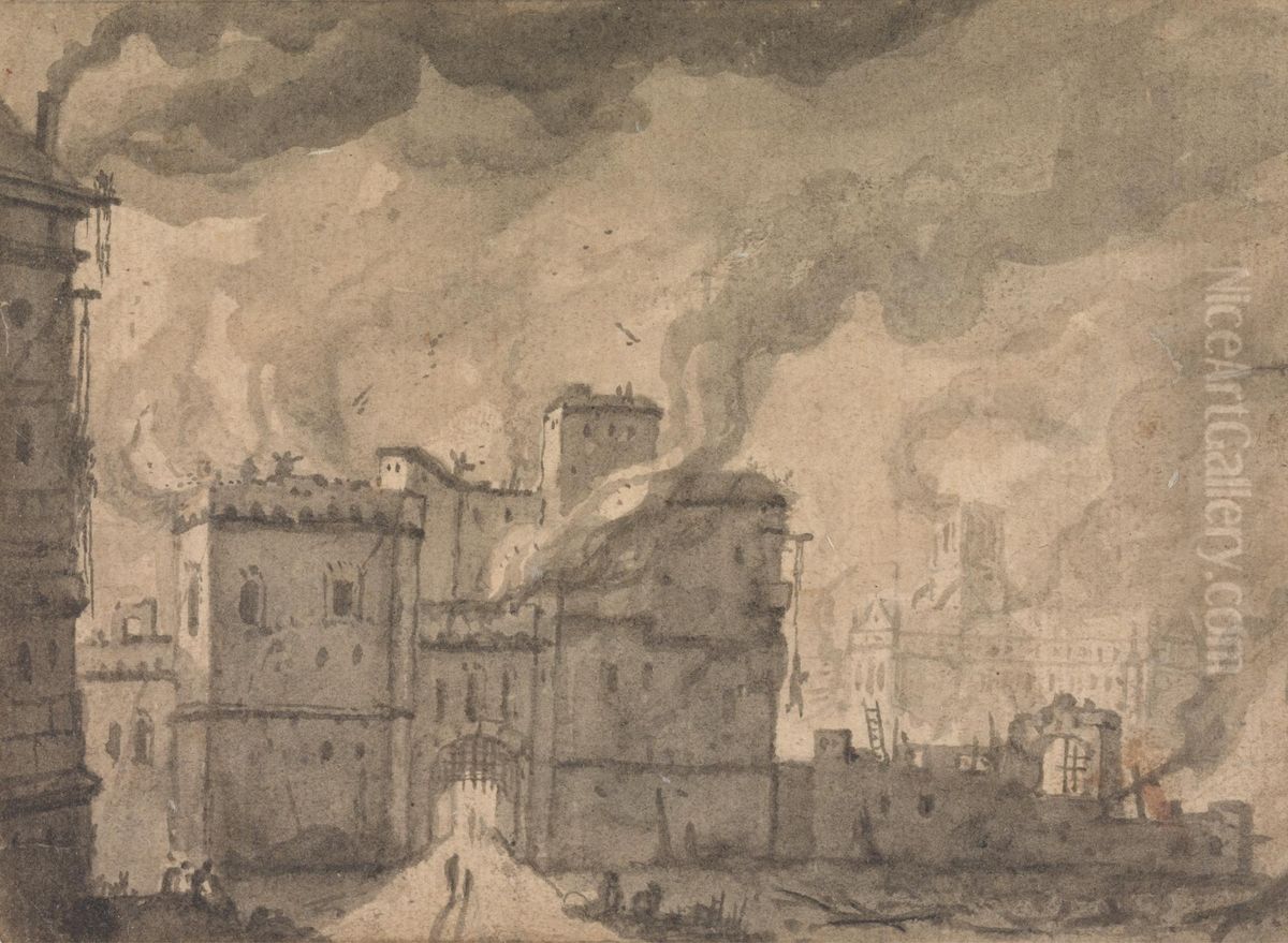 Newgate Prison, the Fire of London Oil Painting by Thomas Wijck