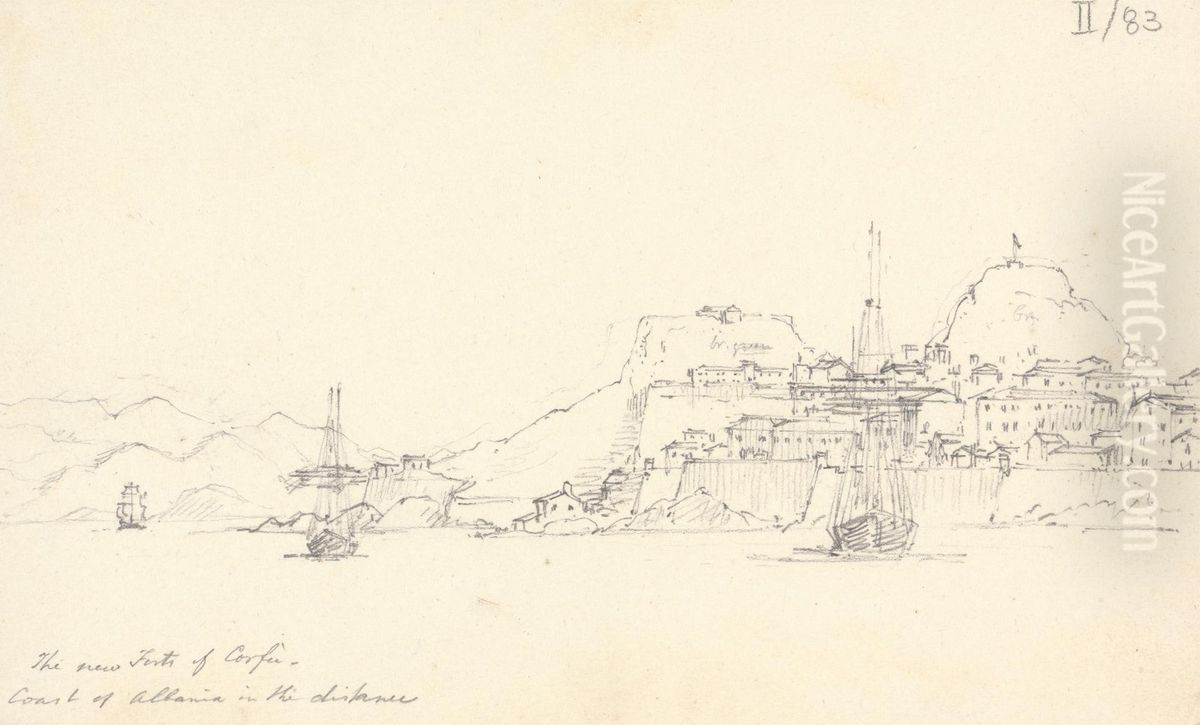 The New Fort of Corfu. Coast of Albania in the Distance Oil Painting by Robert Smirke
