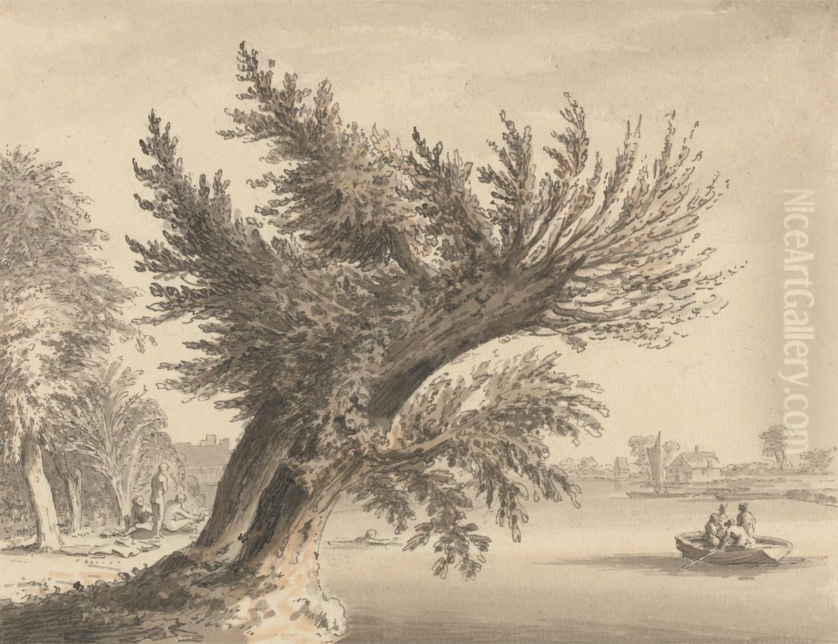 On the Thames at Barnes Oil Painting by Samuel Hieronymus Grimm