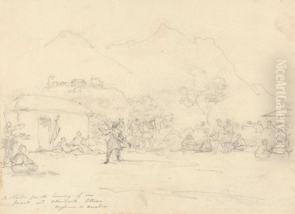 A Halt for the Evening of Our Guards and Attendants Between Messenia and Arcadia Oil Painting by Robert Smirke