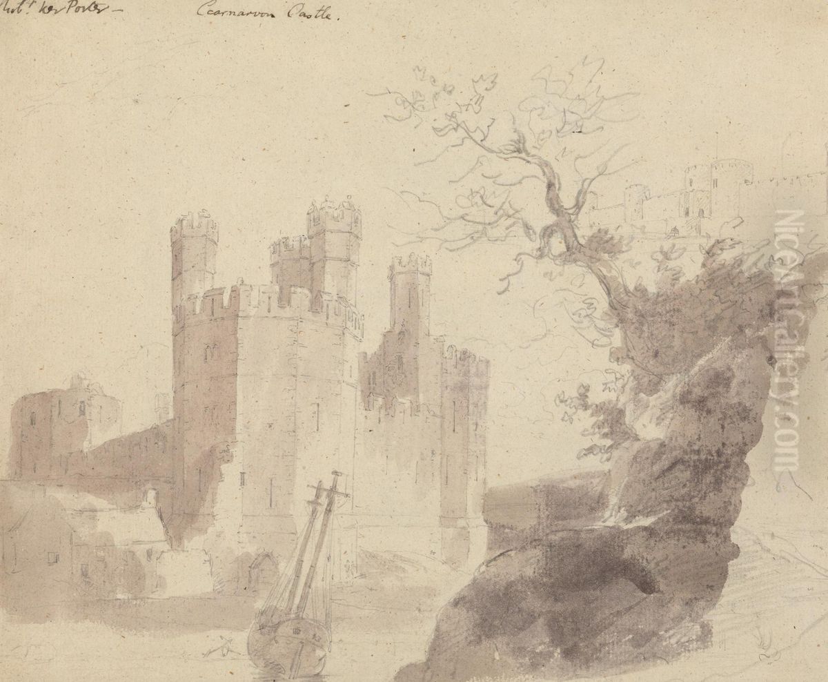 Caernarvon Castle Oil Painting by Robert Ker Porter