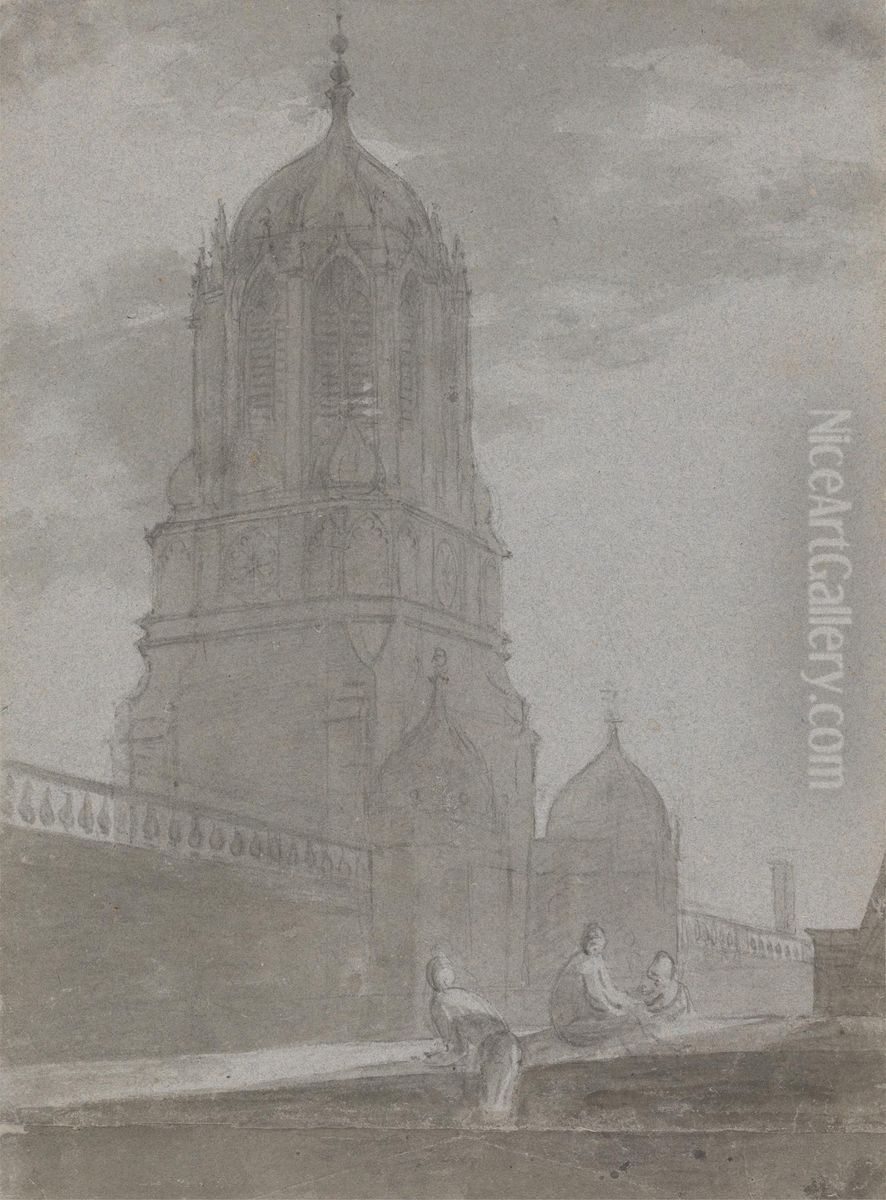 Tom Tower, Christ Church, Oxford Oil Painting by William Crotch