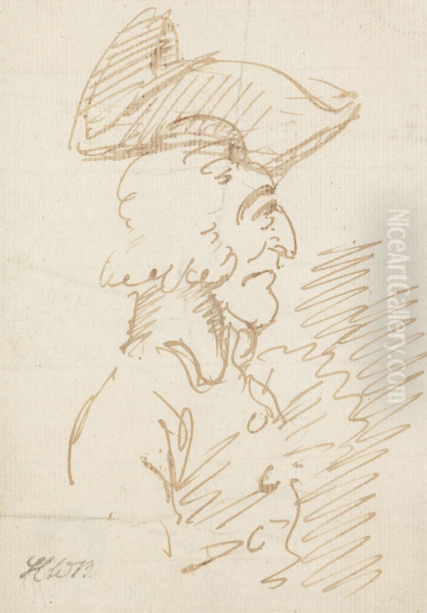 Profile Facing Right Oil Painting by Henry Bunbury