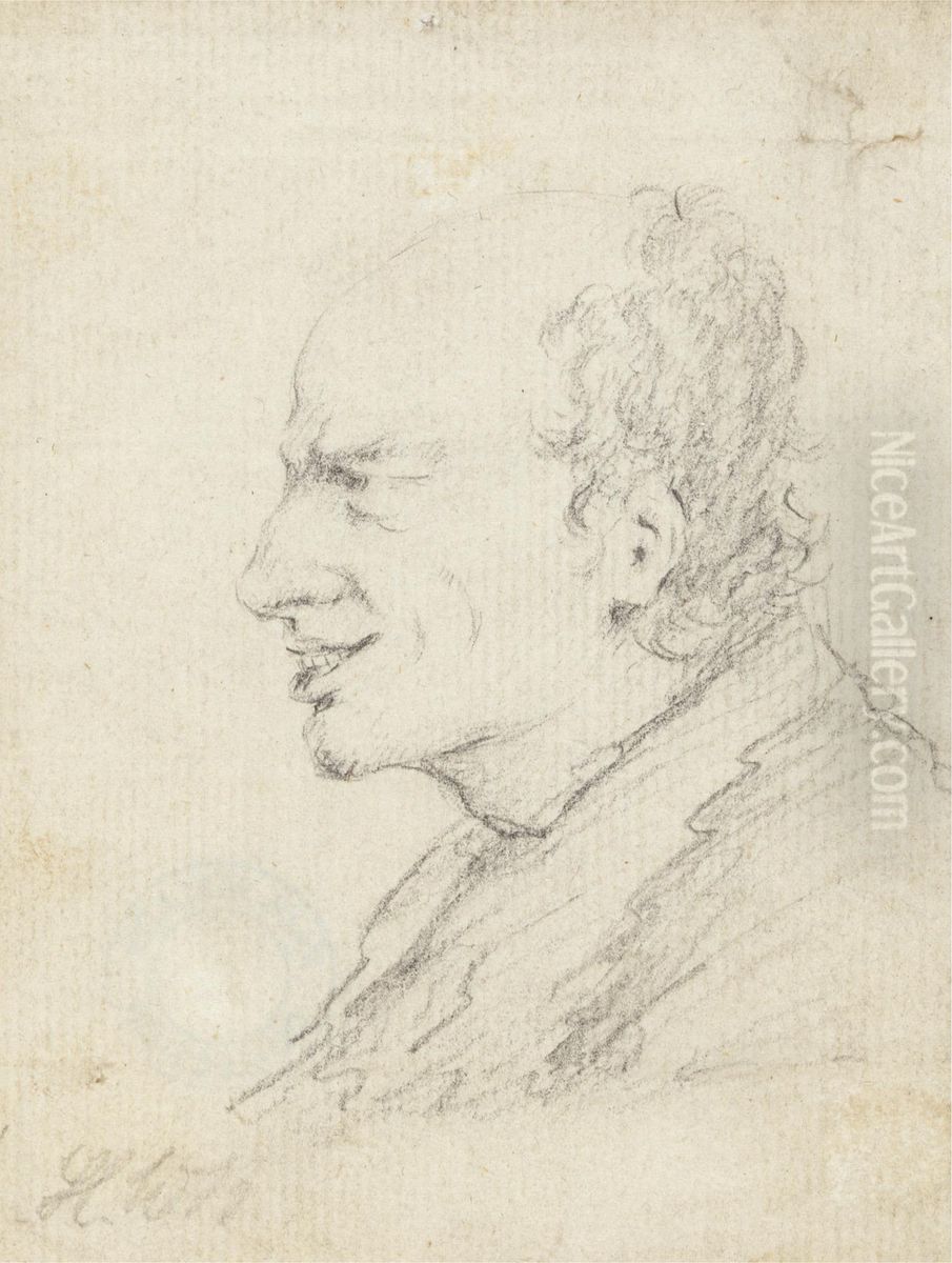 Profile Facing Left, Head and Shoulders Oil Painting by Henry Bunbury