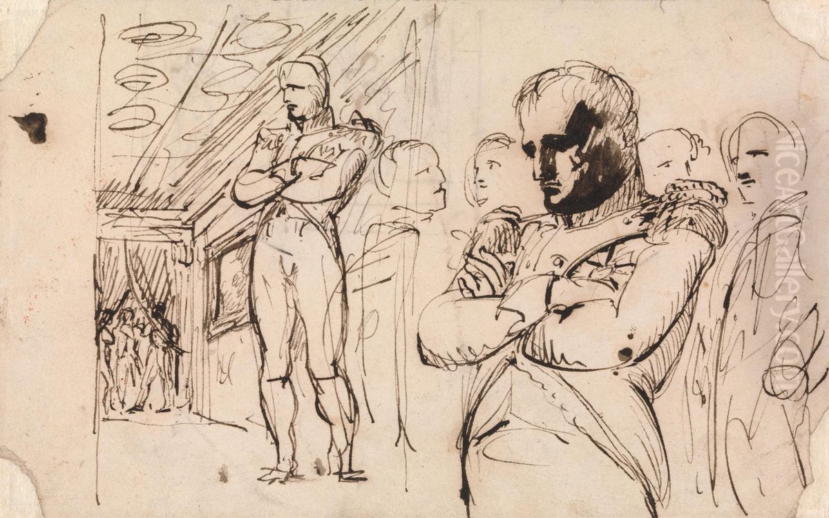 Studies of Napoleon, arms folded, with other figures Oil Painting by Benjamin Haydon