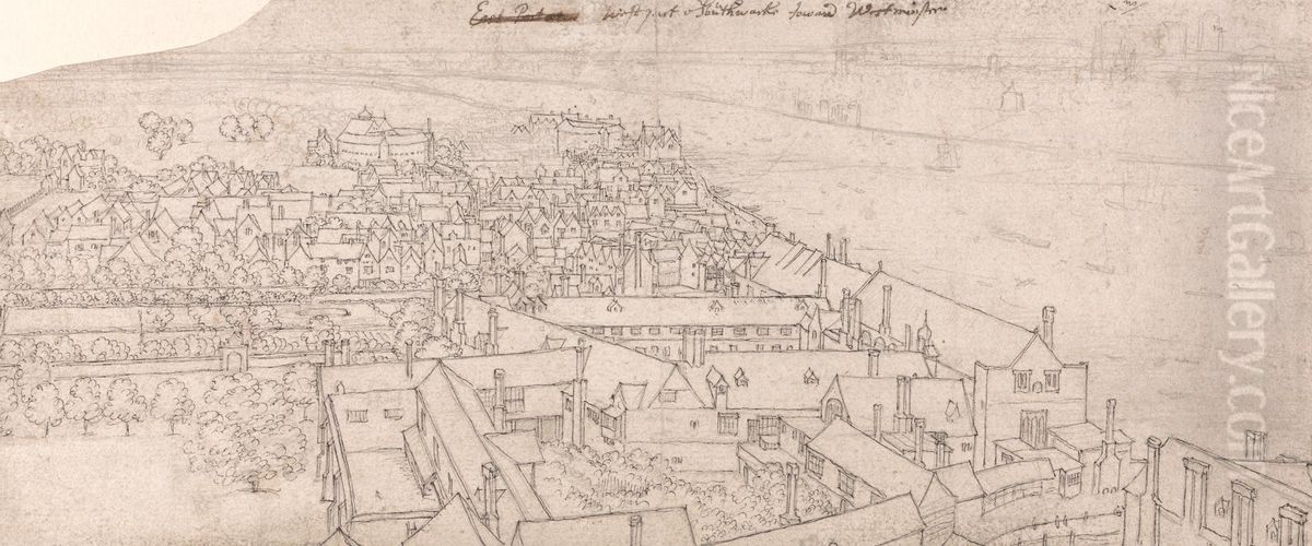 A View from St. Mary's, Southwark, Looking Towards Westminster Oil Painting by Wenceslaus Hollar A View from St. Mary's, Southwark, Looking Towards Westminster Oil Painting by Wenceslaus Hollar