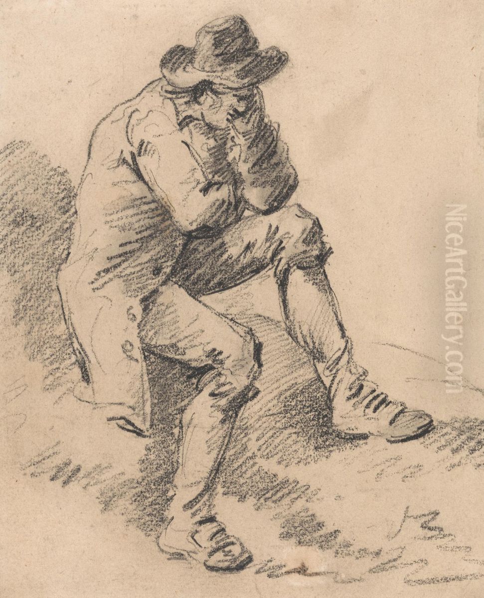 Man Seated on a Bank Oil Painting by George Morland