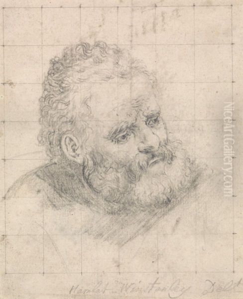 Head of an Old Man Oil Painting by Hamlet Winstanley