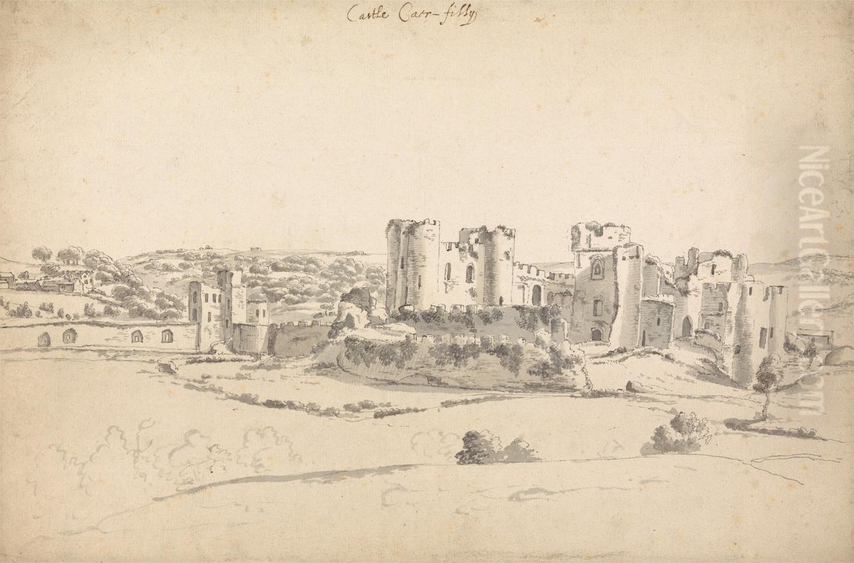 Caerphilly Castle Oil Painting by Hendrick Danckerts Caerphilly Castle Oil Painting by Hendrick Danckerts