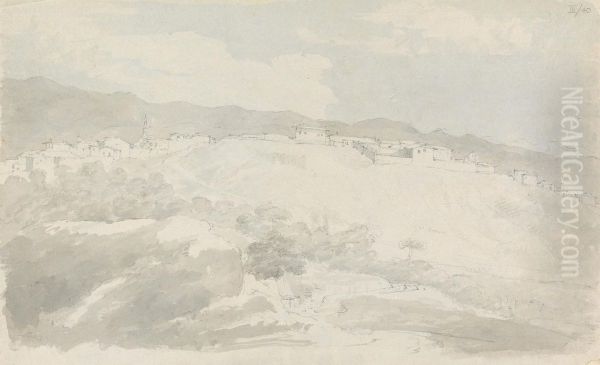 Landscape of a Village Oil Painting by Robert Smirke
