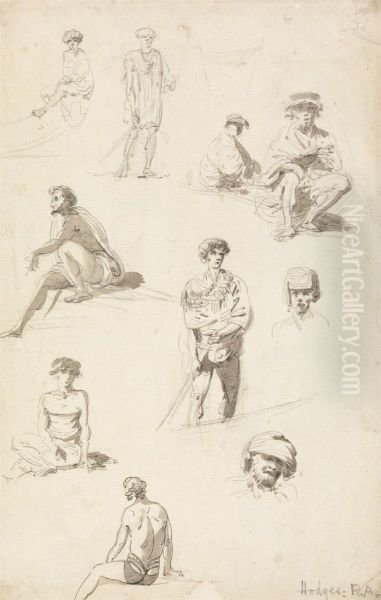 Sheet of Studies of Oriental Figures Oil Painting by William Hodges