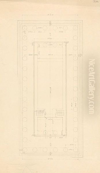 Architectural Drawing of a Temple Oil Painting by Robert Smirke