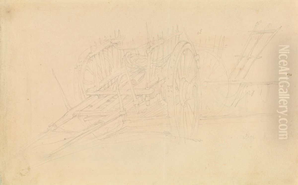 Farm Cart at Dol, 1843 Oil Painting by David Roberts