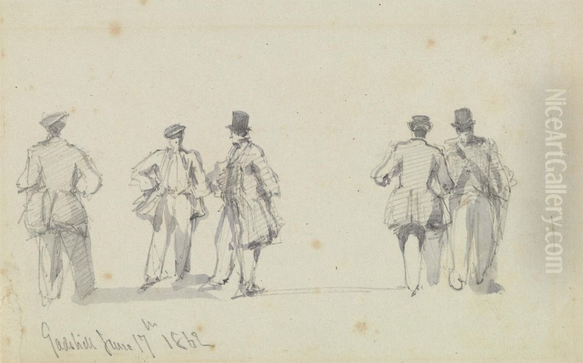 Group of Figures, Gadshill Oil Painting by David Roberts