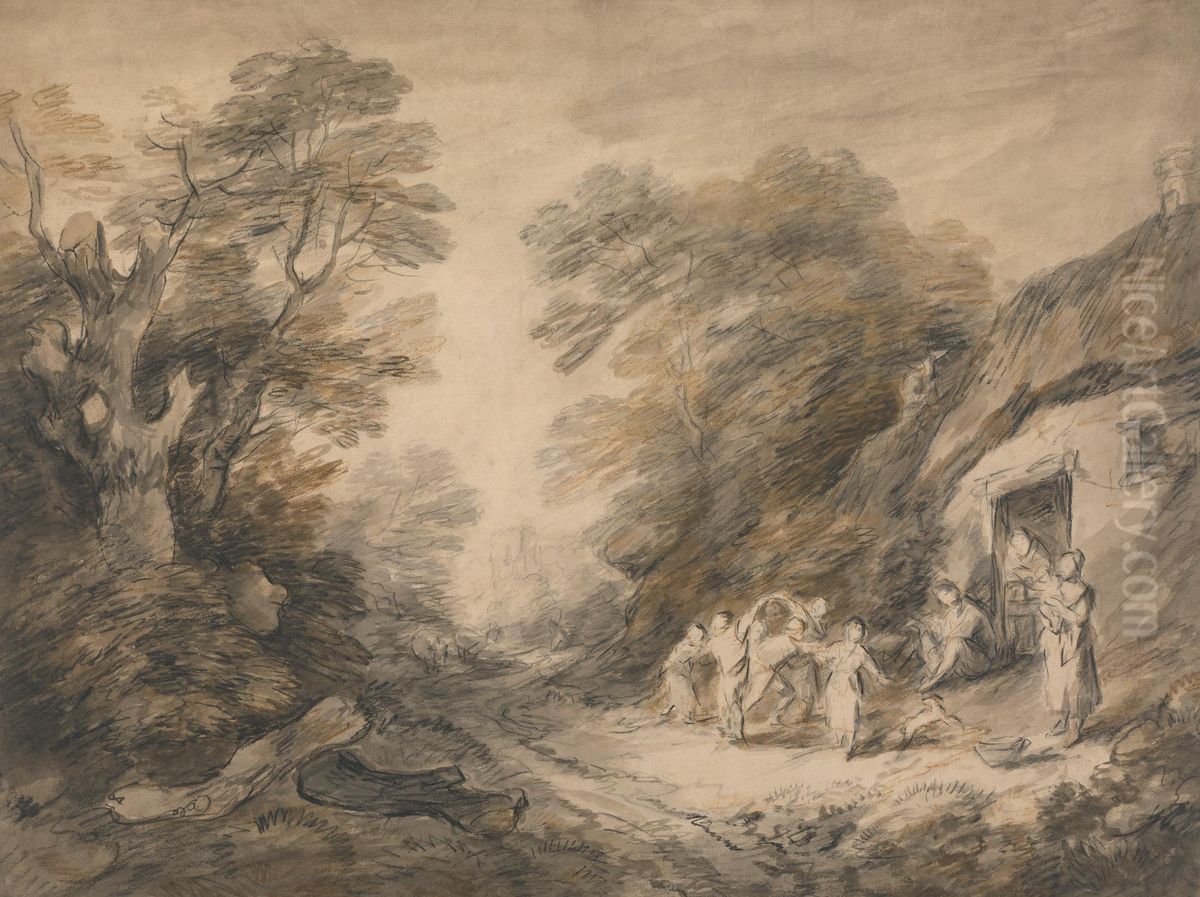 The Cottage Door Oil Painting by Thomas Barker The Cottage Door Oil Painting by Thomas Barker