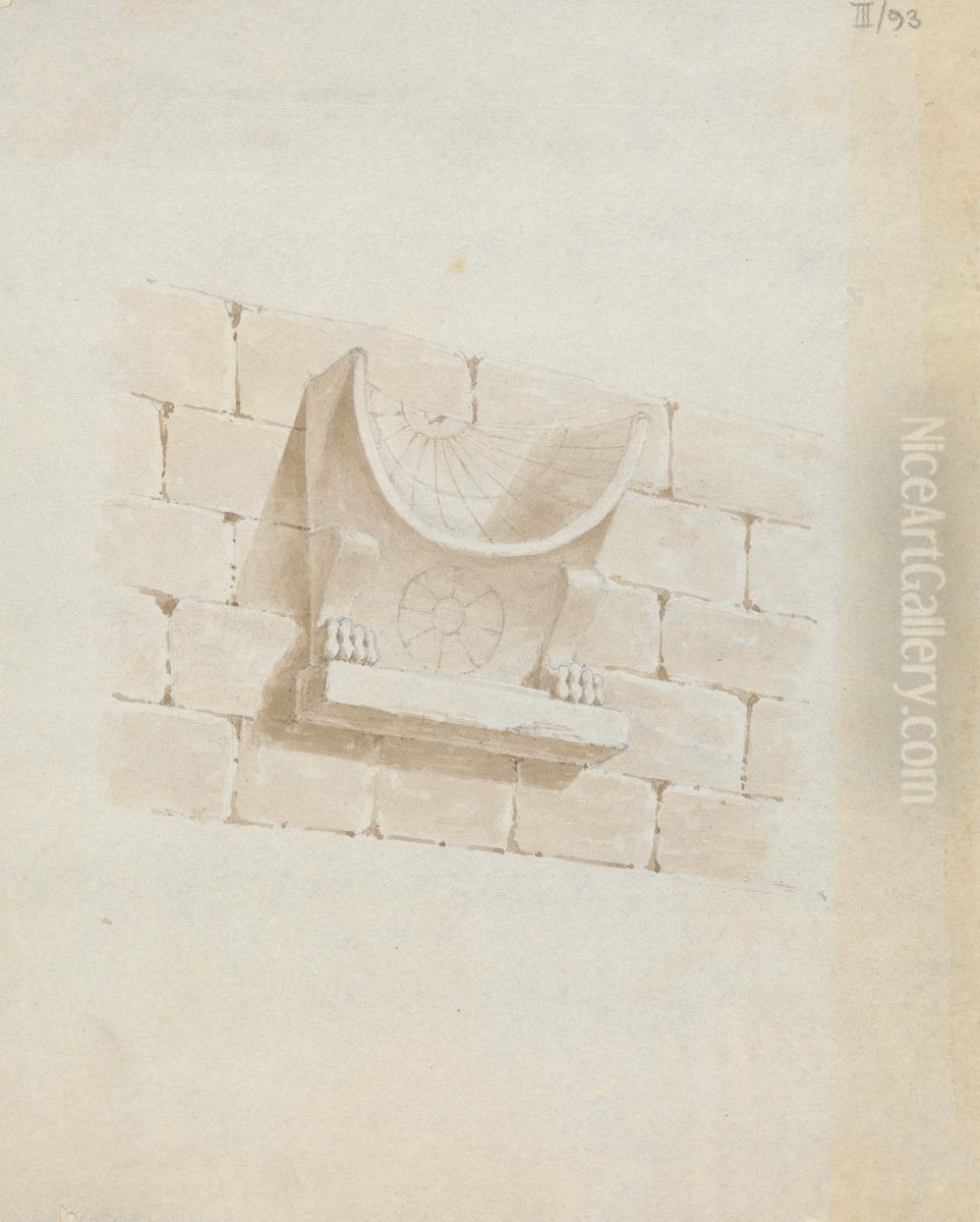 Raised Carving of a Sundial on a Wall Oil Painting by Robert Smirke