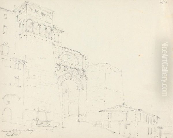 Ancient Gateway in Perugia Oil Painting by Robert Smirke