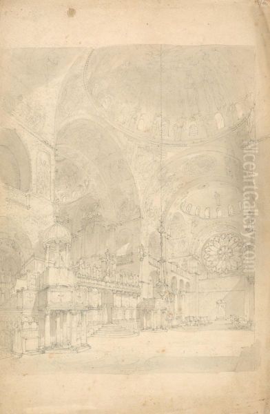 Interior of a Church Oil Painting by Robert Smirke