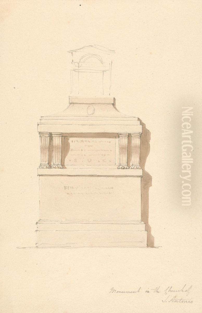 Sketch of a Monument in the Basilica of Saint Anthony of Padua Oil Painting by Robert Smirke
