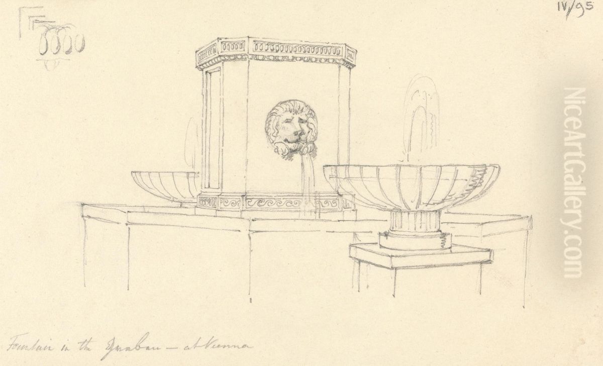 Sketch of a Fountain in Vienna Oil Painting by Robert Smirke