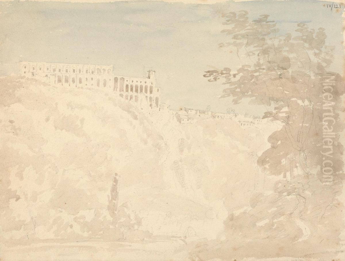 Study of Buildings in a Settlement, Atop a Mountain Oil Painting by Robert Smirke