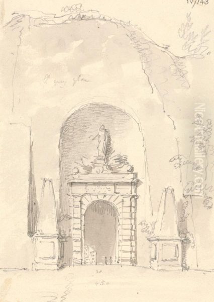 Sketch of a Mausoleum Oil Painting by Robert Smirke