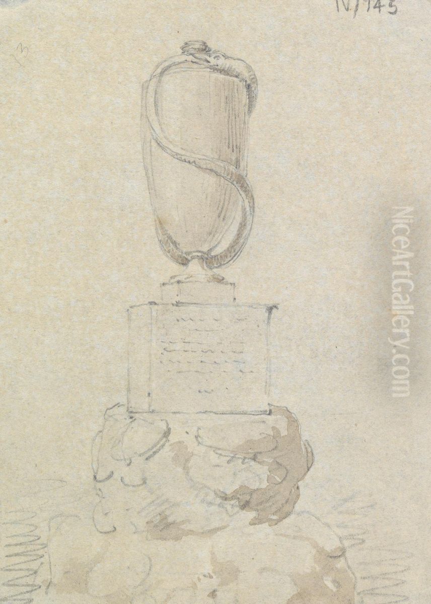 Study of a Tombstone, Carved in the Shape of an Urn Oil Painting by Robert Smirke