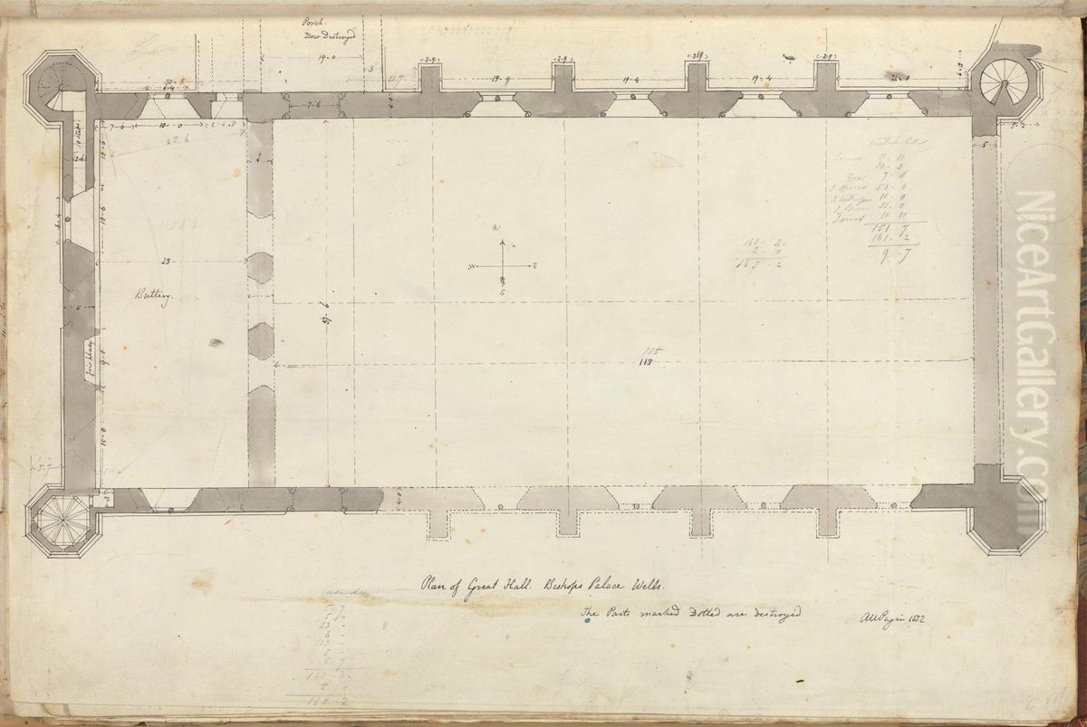 Plan of the Great Hall Oil Painting by Augustus Pugin