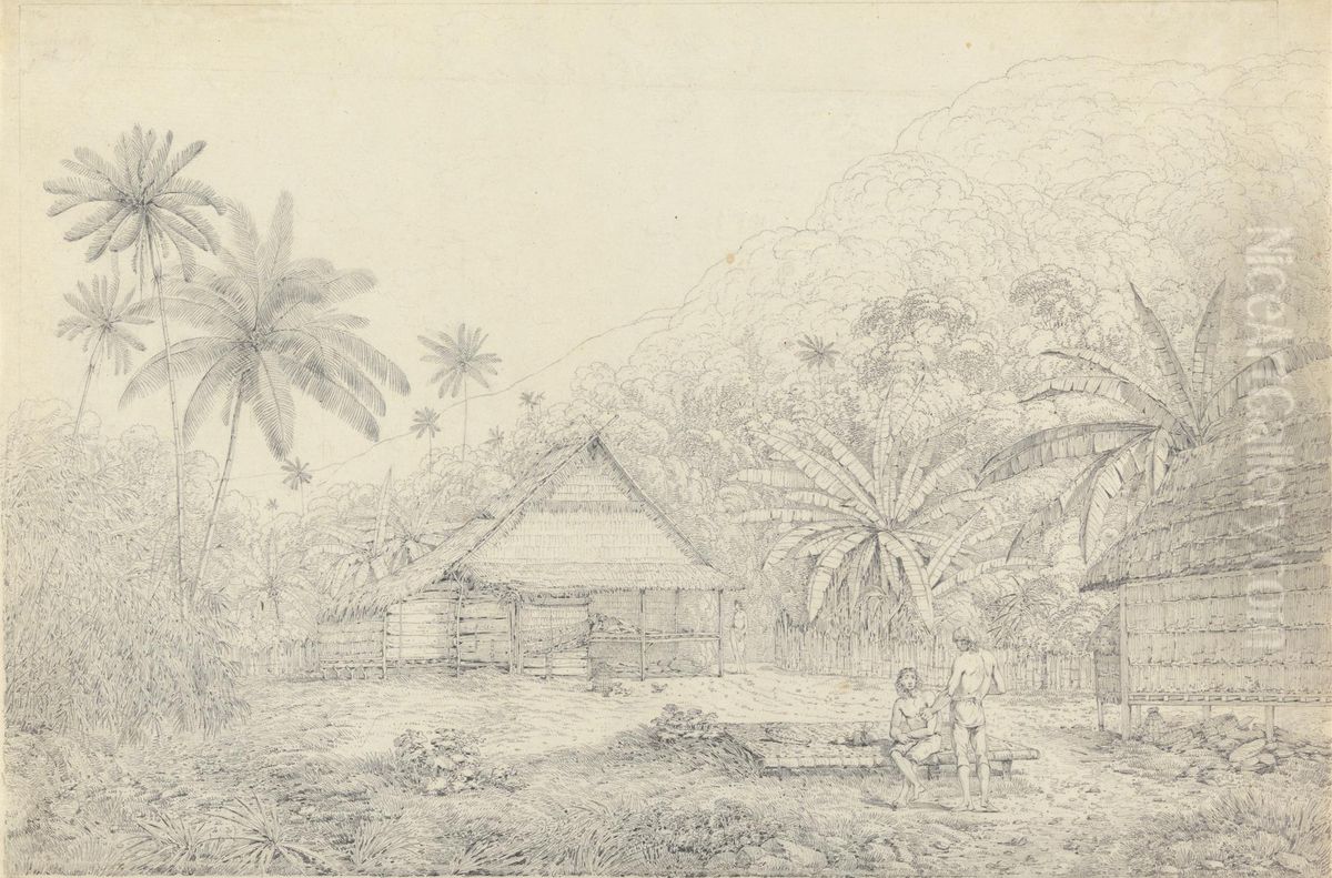 View in the Island of Cracatoa Oil Painting by John Webber