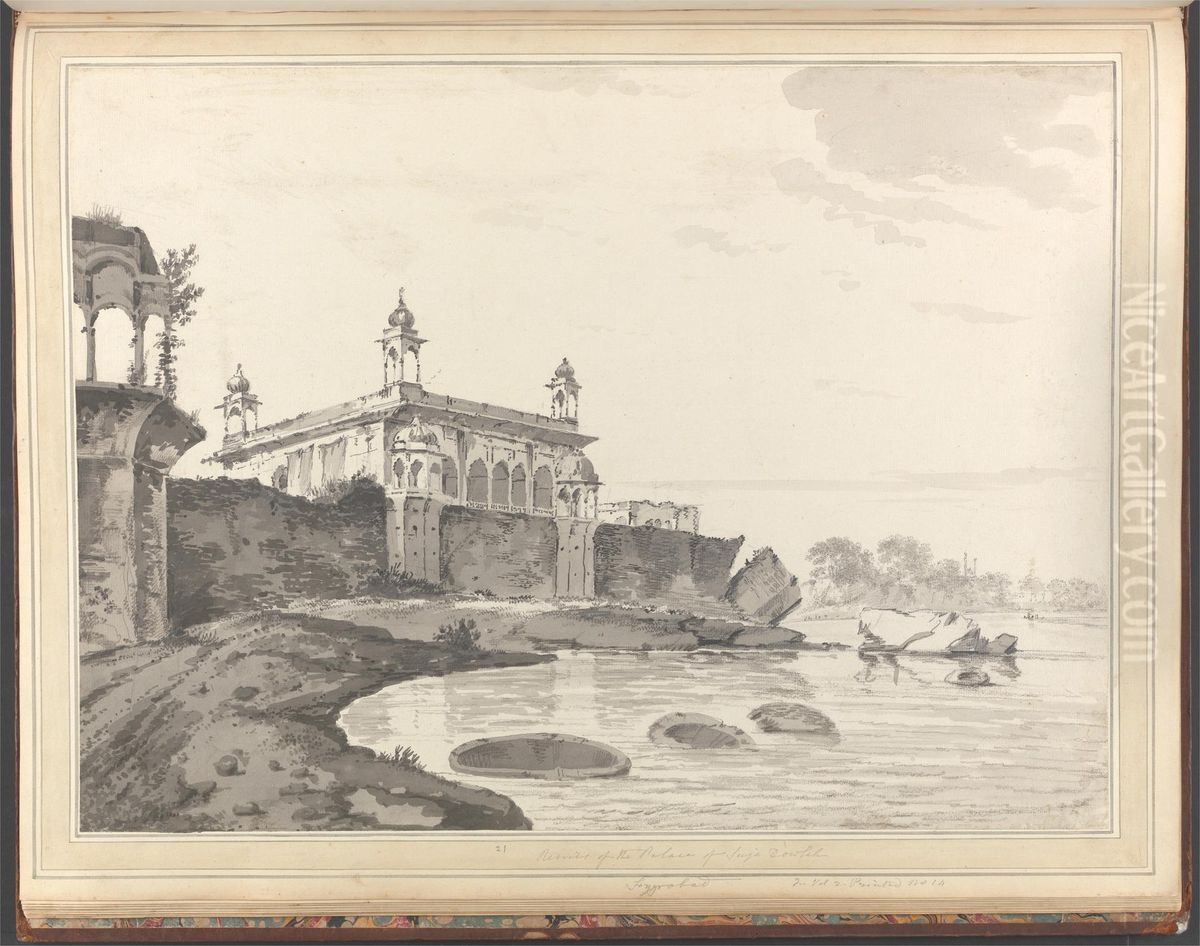 A View of Part of the Palace of the Late Nabob Suja ul Dowla at Fizabad Oil Painting by William Hodges