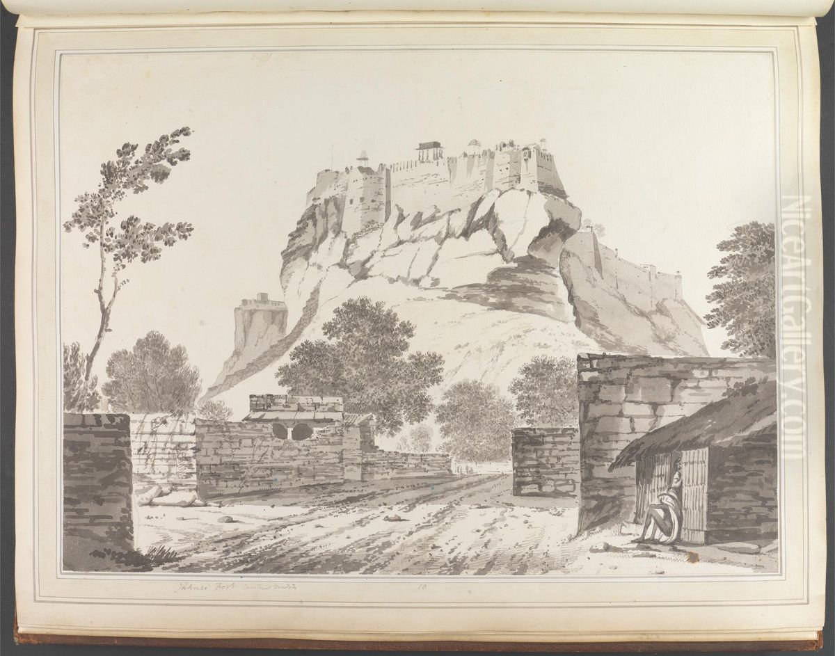 A View of Part of the West Side of Gwalior Oil Painting by William Hodges