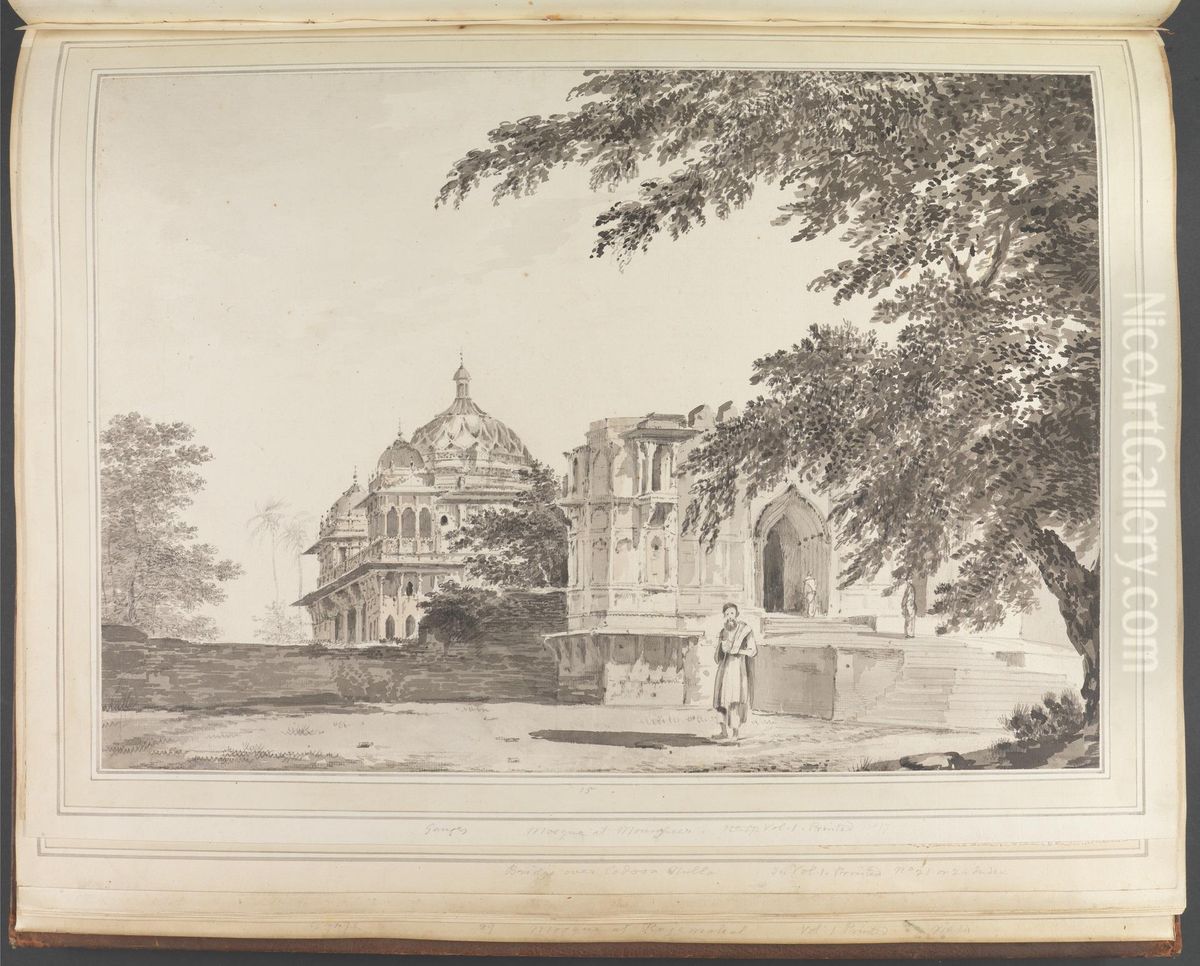 A View of the Mosque, at Mounheer, from the S.E. Oil Painting by William Hodges