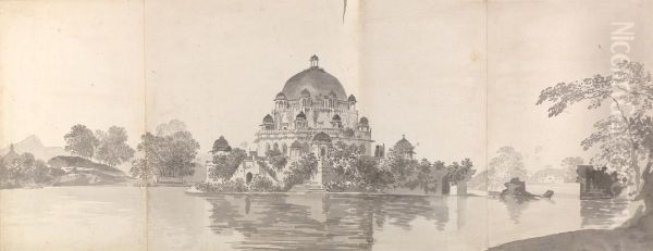 View of the Tomb of the Emperor Shere Shah at Sasseram (Sasaram) in Bahar Oil Painting by William Hodges