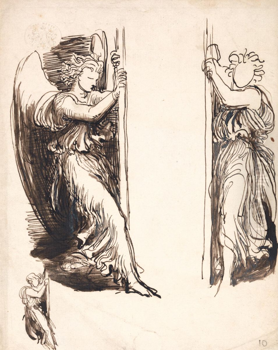Studies for the Angels in The Court of Death Oil Painting by George Frederic Watts