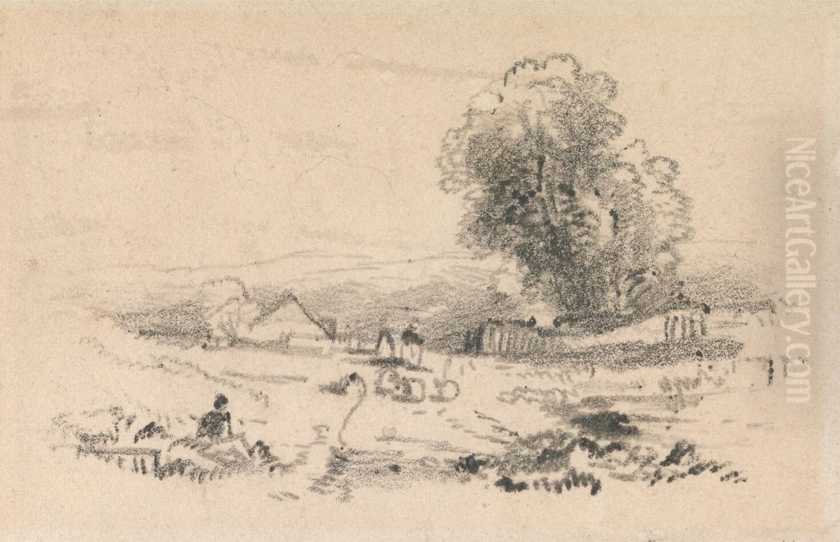 The Road to the Village Oil Painting by Thomas Creswick