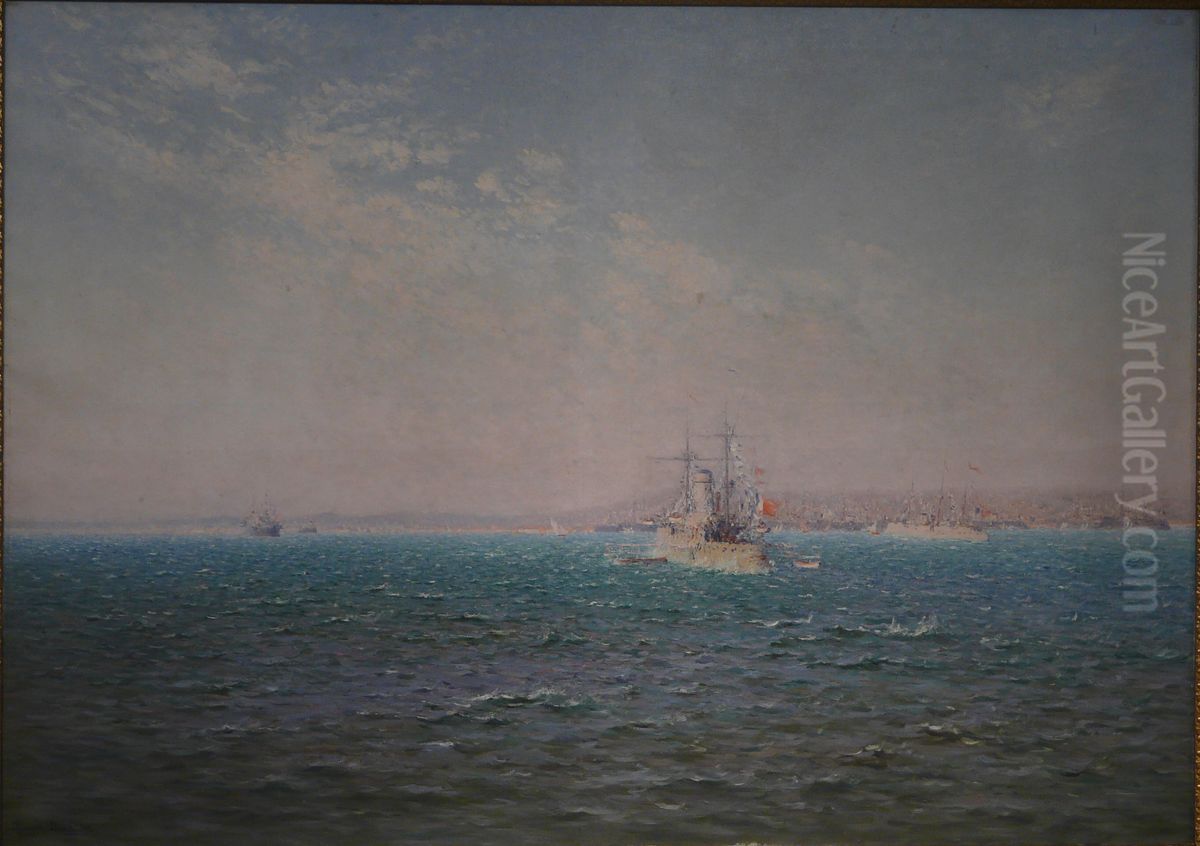 Escade en rade de Toulon - Effet de Mistral Oil Painting by Francois Nardi Escade en rade de Toulon - Effet de Mistral Oil Painting by Francois Nardi