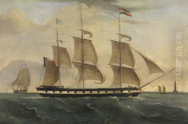 Le trois-mats Ville de Bordeaux Oil Painting by Louis Burgade