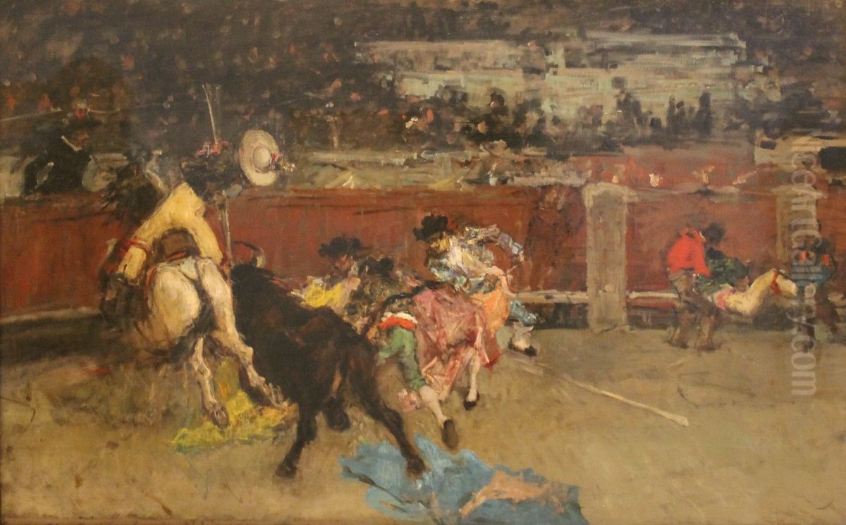 Corrida de toros. Picador herido Oil Painting by Maria Fortuny Marsal