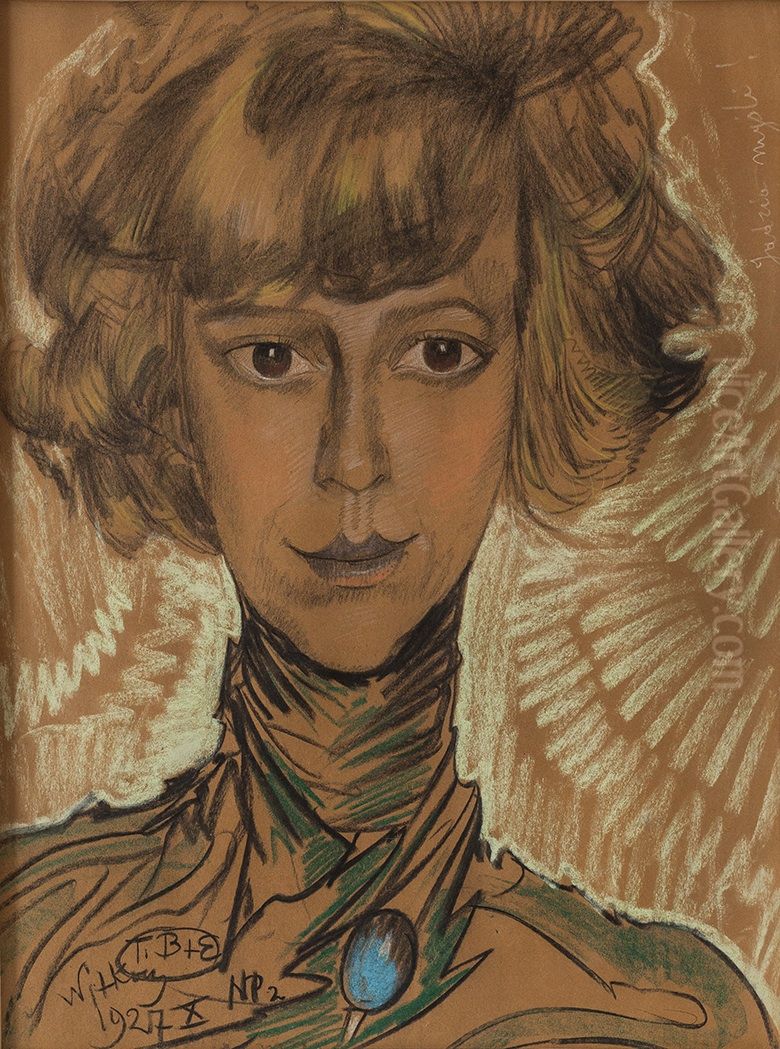 Portrait of a Woman (Jadzia is thinking) Oil Painting by Stanislaw Ignacy Witkiewicz (Witkacy)