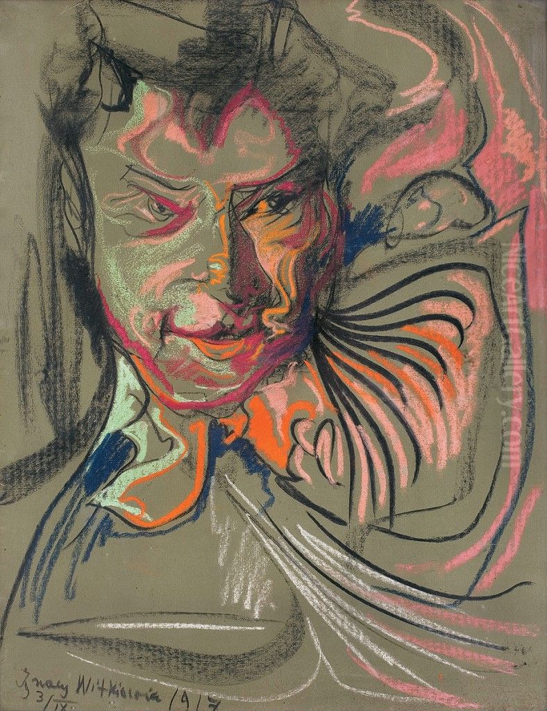 Portret Meski Oil Painting by Stanislaw Ignacy Witkiewicz (Witkacy)