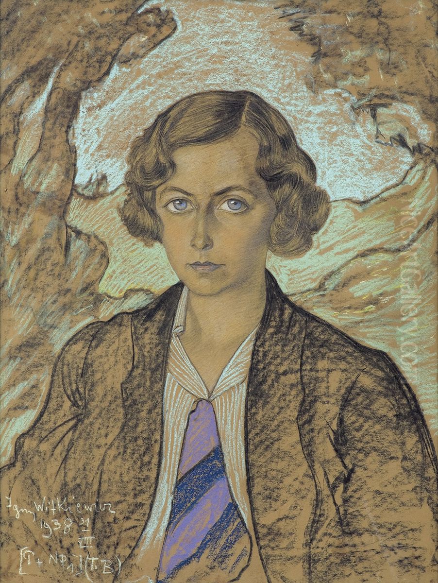 Portrait of Irena Kanafojska-Dembicka Oil Painting by Stanislaw Ignacy Witkiewicz (Witkacy)