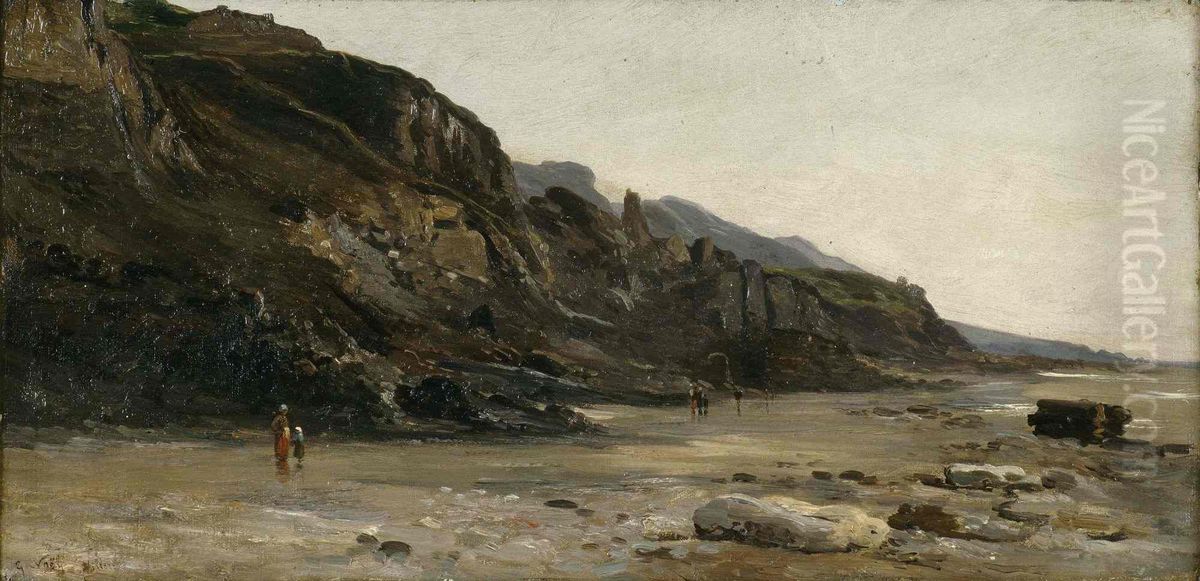 Les falaises de Villiers Oil Painting by Gustave Noel