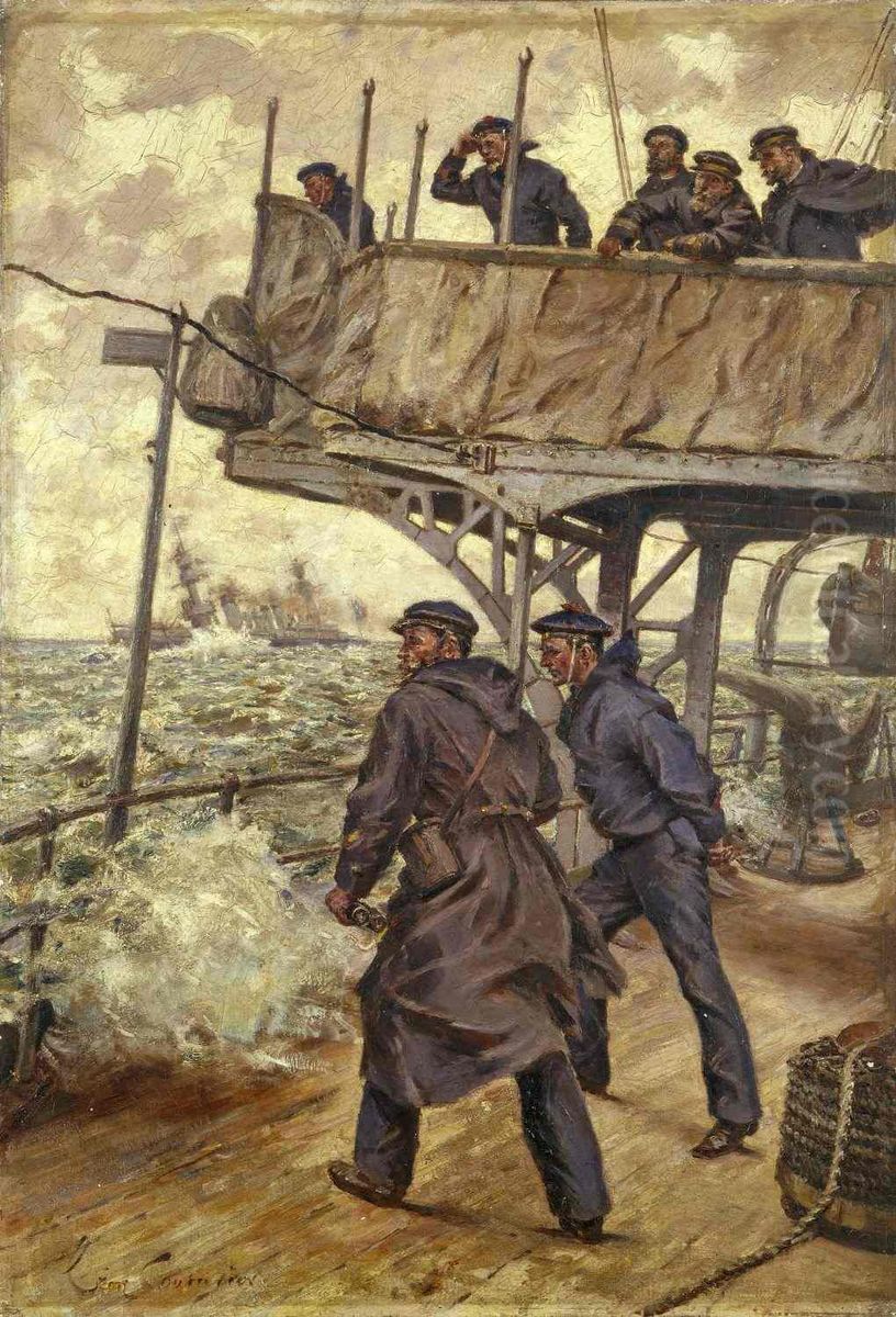 Escadre a la mer Oil Painting by Leon Couturier
