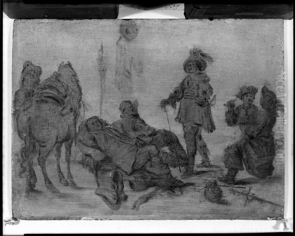 Group of Men and Horse Oil Painting by Adriaen van de Venne