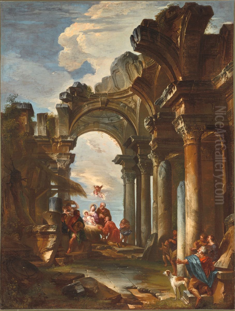 Adoration of the Shepherds Oil Painting by Giovanni Paolo Panini