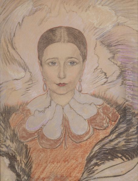 Portret Gabrieli Czarnockiej - Berezowskiej Oil Painting by Stanislaw Ignacy Witkiewicz (Witkacy)