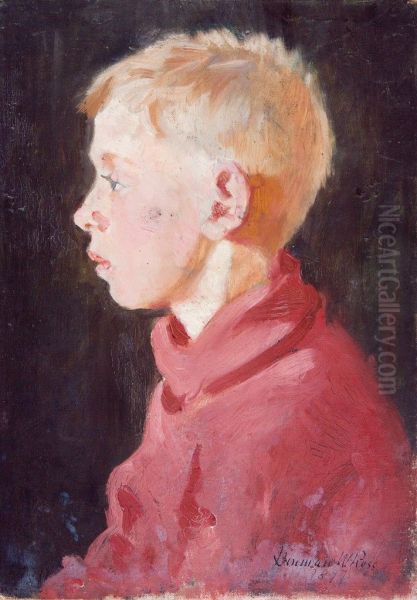 Profile Portrait of a Young Boy Oil Painting by Denman Ross