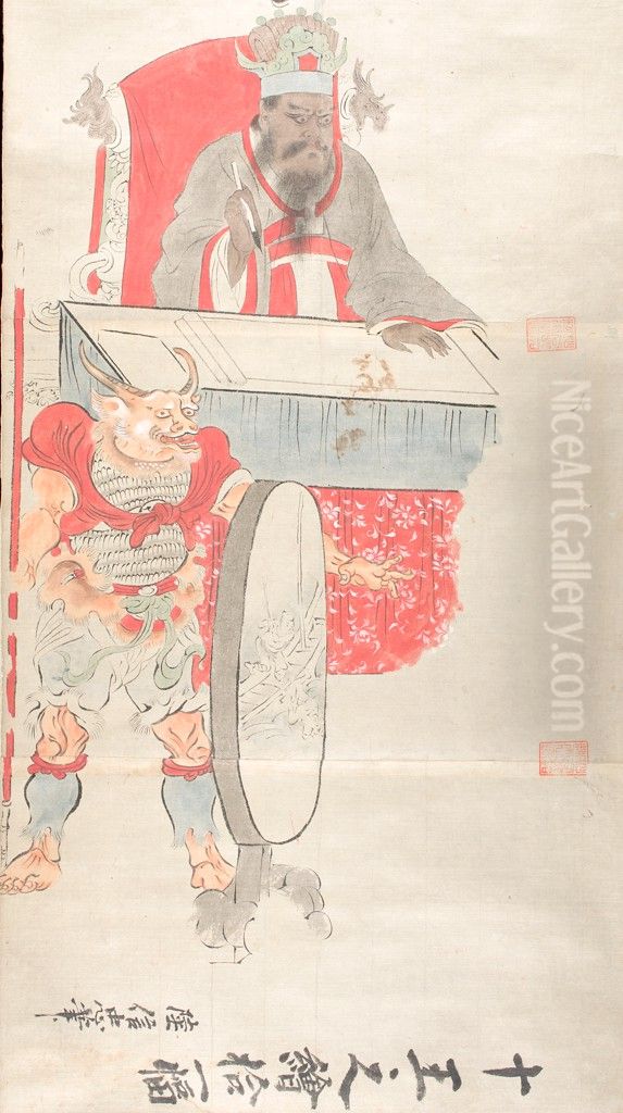 Sketches of the Ten Kings of Hell (Juo zu) Oil Painting by Kano Tan'yu Sketches of the Ten Kings of Hell (Juo zu) Oil Painting by Kano Tan'yu